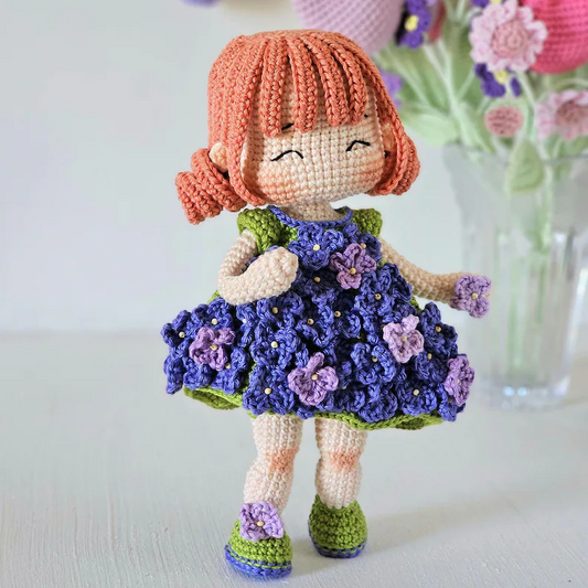 Purple Bloom Amigurumi Doll Crochet Pattern