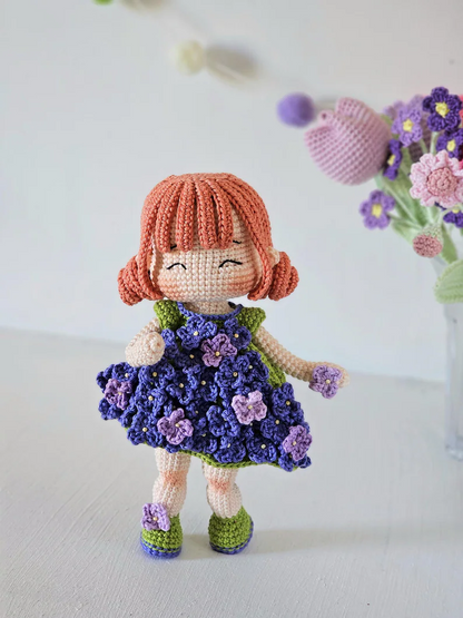 Purple Bloom Amigurumi Doll Crochet Pattern