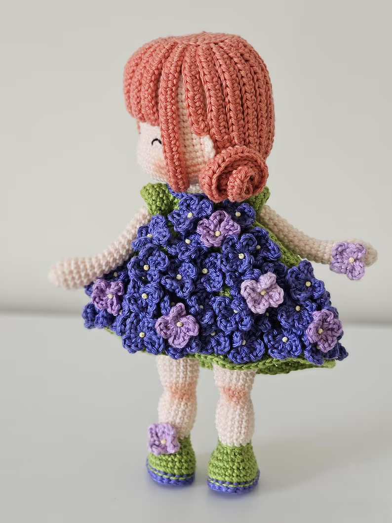 Purple Bloom Amigurumi Doll Crochet Pattern